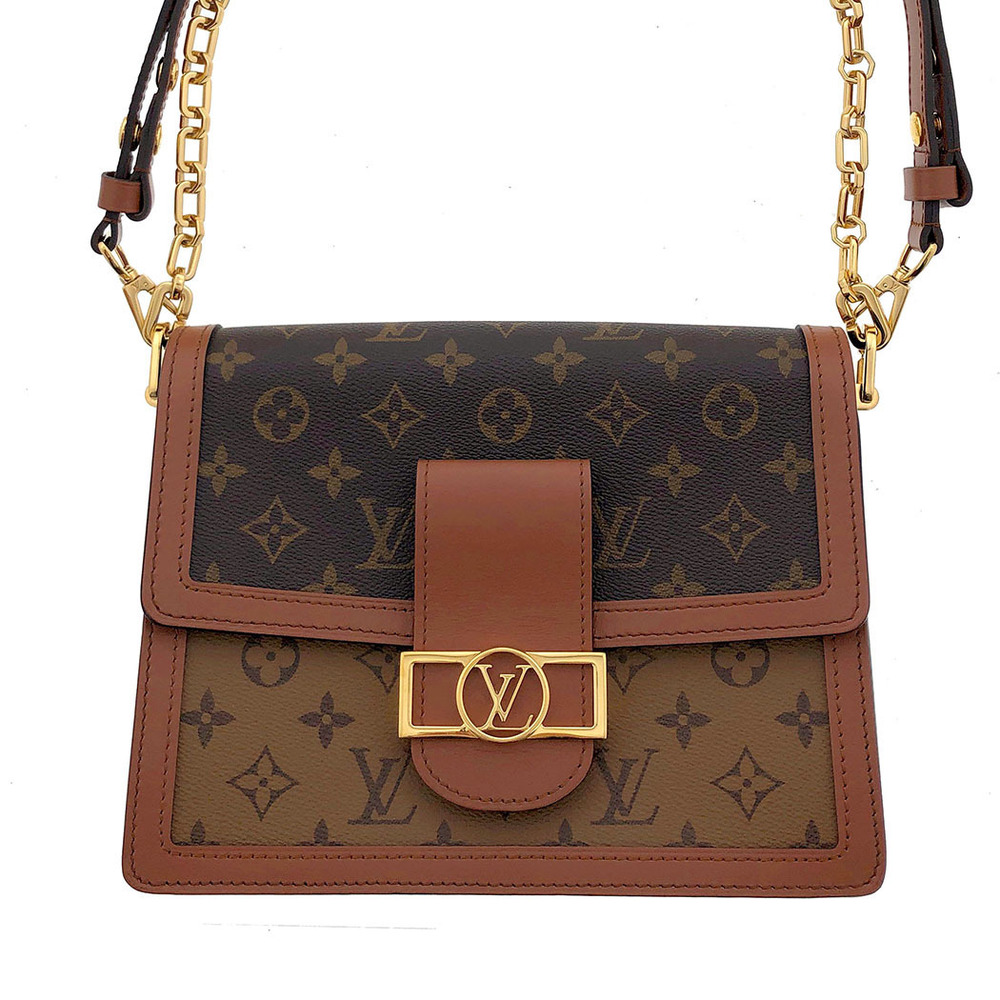 Louis Vuitton Dauphine MM Monogram Reverse Chain Brown Shoulder Bag